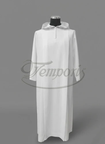 Alba lektorska biała rzymska z kapturem