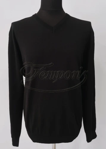 Sweter w serek męski czarny