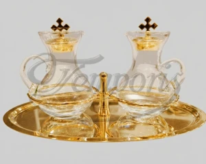 Ampułki z pozłacaną tacką z uchwytami