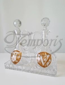 Ampułki kryształowe duże ozdobne z tacką