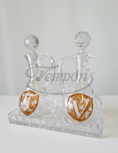 Ampułki kryształowe duże ozdobne z tacką