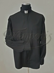 Koszula kapłańska czarna długi rękaw