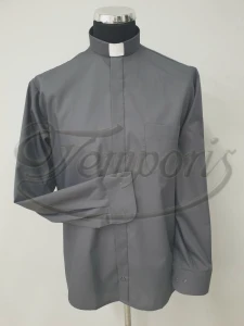 Koszula kapłańska grafitowa długi rękaw