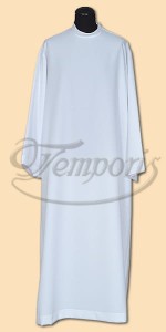 Alba kapłańska biała bawełniana - zamek na ramieniu