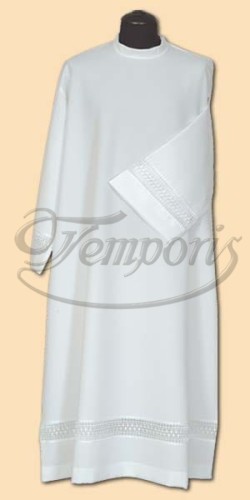 Alba kapłańska biała ze wstawką gipiurową