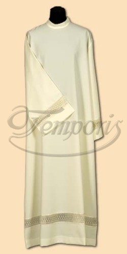 Alba kapłańska kremowa ze wstawką gipiurową