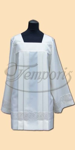 Komża kapłańska biała ze wstawką atłasową