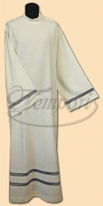 Alba kapłańska kremowa lniana z mereżką