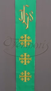 Pas ornatowy haftowany zielony KJ