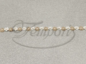 Taśma ozdobna dziana biało-miodowa Fiore