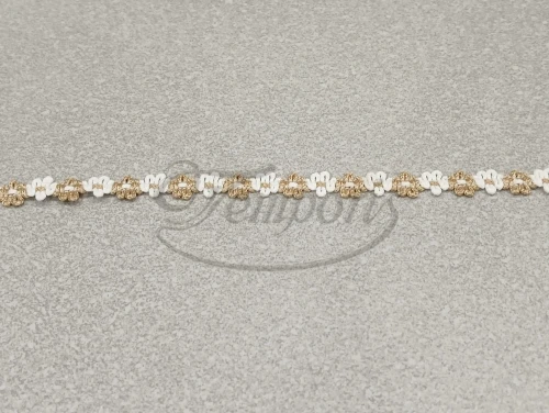 Taśma ozdobna dziana biało-miodowa Fiore