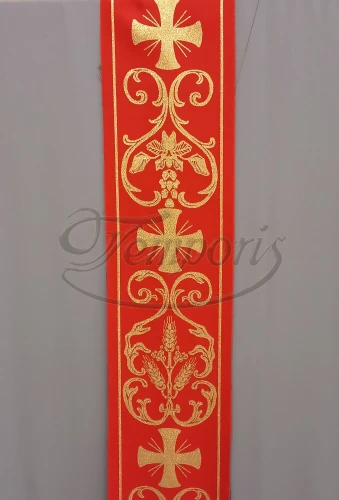 Pas ornatowy szeroki czerwony KŁ